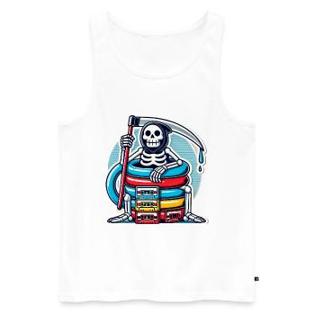 Retro Skeleton with Cassette Tapes - Men's Premium Organic Tank Top - white - Front - Michal (187cm)