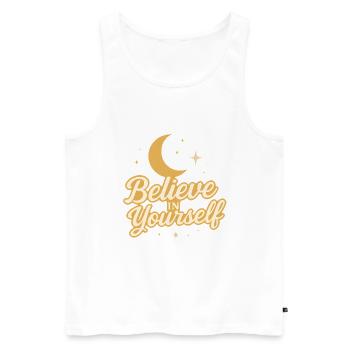 Croyez en vous-même, conception céleste - Débardeur bio Premium Homme - blanc - Devant - AI Model Male 178 light (178cm)