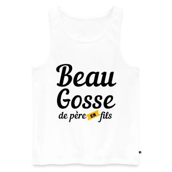 Beau gosse de père en fils - Débardeur bio Premium Homme - blanc - Devant - Michal (187cm)