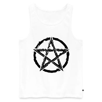 Pentagram for Atheists and Satanists or Goths - Men's Premium Organic Tank Top - white - Front - AI Model Male 178 light (178cm)