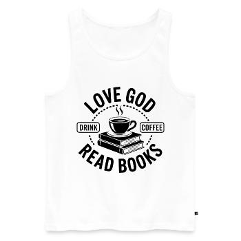 Dear God, drink coffee, read books! Christian - Men's Premium Organic Tank Top - white - Front - Michal (187cm)