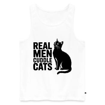Echte Männer kuscheln Katzen! Katzen Papa Kitten - Männer Premium Bio Tank Top - Weiß - Vorne - Michal (187cm)