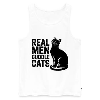 Echte Männer kuscheln Katzen! Katzen Papa Kitten - Männer Premium Bio Tank Top - Weiß - Vorne - Michal (187cm)