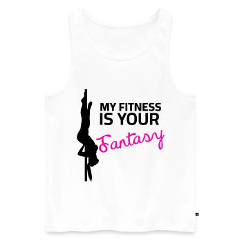 Pole Dance Sprüche - My Fitness your Fantasy - Männer Premium Bio Tank Top - Weiß - Vorne - AI Model Male 178 light (178cm)