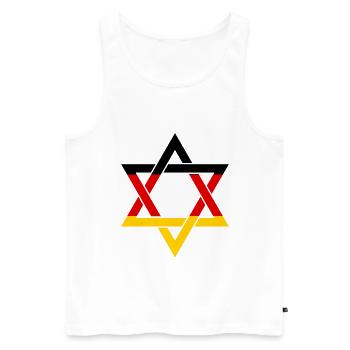 STOLZER DEUTSCHER JUDE Judentum Juden Menorah - Männer Premium Bio Tank Top - Weiß - Vorne - AI Model Male 178 light (178cm)