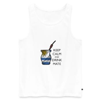 Gardez le calme en Uruguay - Débardeur bio Premium Homme - blanc - Devant - AI Model Male 178 light (178cm)