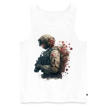 Soldat avec des fleurs - Débardeur bio Premium Homme - blanc - Devant - AI Model Male 178 light (178cm)