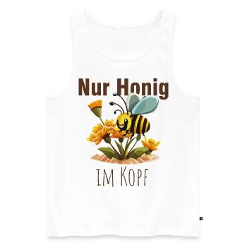 Biene inmitten von Honig und Blumen - Männer Premium Bio Tank Top - Weiß - Vorne - Michal (187cm)