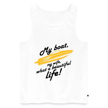 Mein Boot meine Frau ein schönes Leben, Geschenk - Männer Premium Bio Tank Top - Weiß - Vorne - AI Model Male 178 light (178cm)