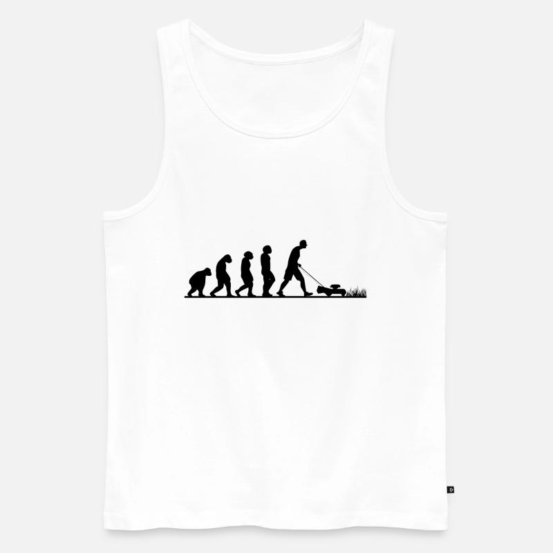 EVOLUTION LAWNMOWING - Men's Premium Organic Tank Top - white