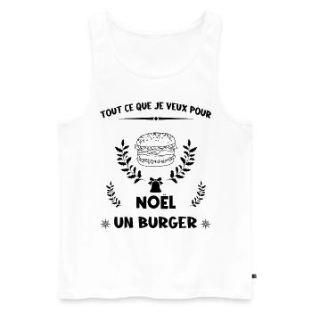Tout ce que je veux pour Noël, un burger - Débardeur bio Premium Homme - blanc - Devant - AI Model Male 178 light (178cm)