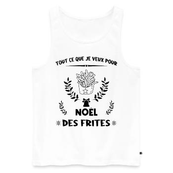 Tout ce que je veux pour Noël, des frites - Débardeur bio Premium Homme - blanc - Devant - AI Model Male 178 light (178cm)
