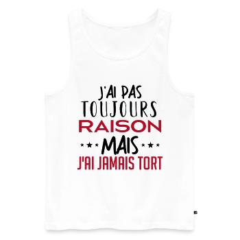 J ai pas toujours raison - Débardeur bio Premium Homme - blanc - Devant - AI Model Male 178 light (178cm)