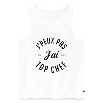 Je peux pas j'ai top chef. - Débardeur bio Premium Homme - blanc - Devant - Michal (187cm)
