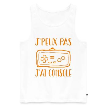 J'peux pas j'ai console - Débardeur bio Premium Homme - blanc - Devant - Michal (187cm)