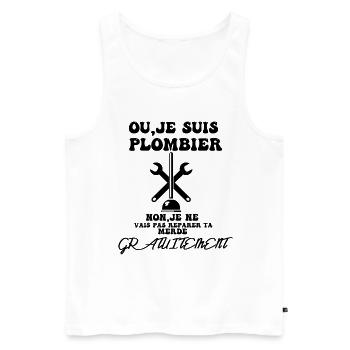 oui je suis plombier - Débardeur bio Premium Homme - blanc - Devant - Michal (187cm)
