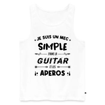je suis un mec simple Guitariste Cadeau - Débardeur bio Premium Homme - blanc - Devant - Michal (187cm)