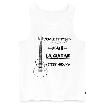 l'école c'est bien mais la guitar c'est mieux - Débardeur bio Premium Homme - blanc - Devant - AI Model Male 178 light (178cm)