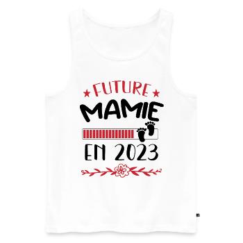Bientôt Mamie - Mamy - Naissance - Bébé - Enfant - Débardeur bio Premium Homme - blanc - Devant - Michal (187cm)