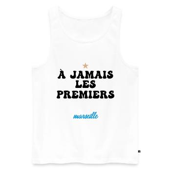 1993 A Jamais les premiers - Débardeur bio Premium Homme - blanc - Devant - AI Model Male 178 light (178cm)
