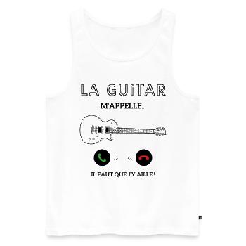 la guitare appelle il faut que j'y aille - Débardeur bio Premium Homme - blanc - Devant - Michal (187cm)