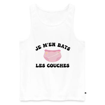 Je m'en bats les couches - Débardeur bio Premium Homme - blanc - Devant - AI Model Male 178 light (178cm)
