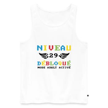 Niveau 29 Débloqué mode adult activé - Débardeur bio Premium Homme - blanc - Devant - Michal (187cm)