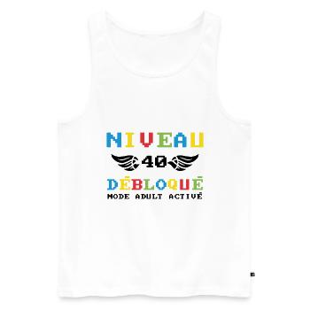 Niveau 40 débloqué mode adult activé - Débardeur bio Premium Homme - blanc - Devant - Michal (187cm)