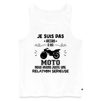 je ne suis pas accro à ma moto - Débardeur bio Premium Homme - blanc - Devant - AI Model Male 178 light (178cm)