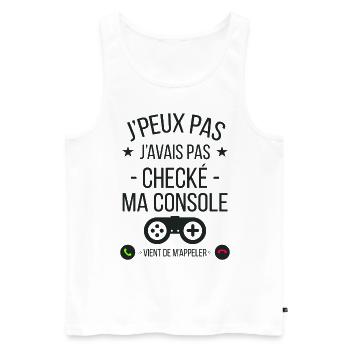 je peux pas j'avais checké ma console - Débardeur bio Premium Homme - blanc - Devant - Michal (187cm)