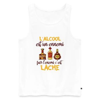 L'alcool est un ennemi - Débardeur bio Premium Homme - blanc - Devant - AI Model Male 178 light (178cm)