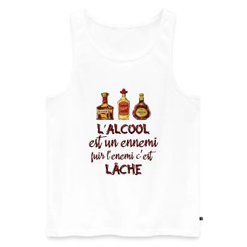 L'alcool est un ennemi - Débardeur bio Premium Homme - blanc - Devant - AI Model Male 178 light (178cm)