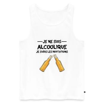 je ne suis pas alcoolique je subis les invitations - Débardeur bio Premium Homme - blanc - Devant - Michal (187cm)