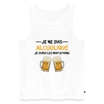 je ne suis pas alcoolique je subis les invitations - Débardeur bio Premium Homme - blanc - Devant - Michal (187cm)