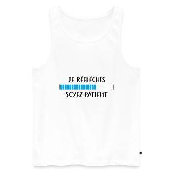 Je réfléchis soyez patient - Débardeur bio Premium Homme - blanc - Devant - AI Model Male 178 light (178cm)