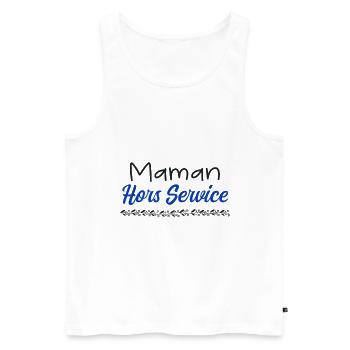maman hors service - Débardeur bio Premium Homme - blanc - Devant - AI Model Male 178 light (178cm)