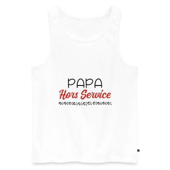 papa hors service - Débardeur bio Premium Homme - blanc - Devant - AI Model Male 178 light (178cm)