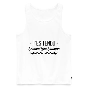 T es tendu comme une crampe - Débardeur bio Premium Homme - blanc - Devant - AI Model Male 178 light (178cm)