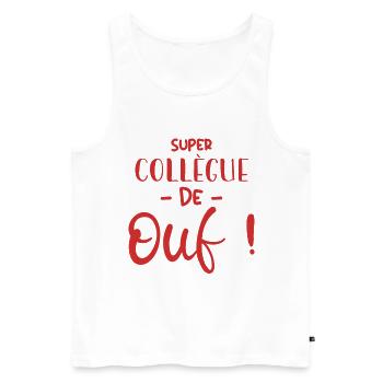 Super Collègue De Ouf - Débardeur bio Premium Homme - blanc - Devant - AI Model Male 178 light (178cm)