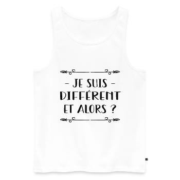 Je suis différent, et alors ? - Débardeur bio Premium Homme - blanc - Devant - AI Model Male 178 light (178cm)