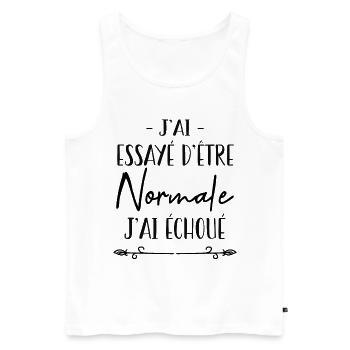 j'ai essaye d'être normale j'ai échoue - Débardeur bio Premium Homme - blanc - Devant - Michal (187cm)