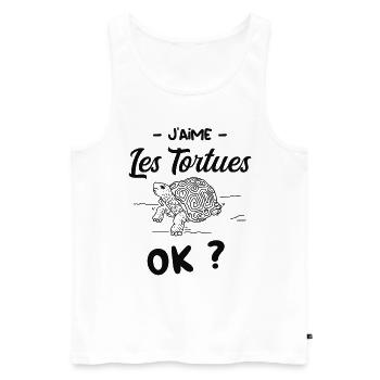 Oui Les Tortues je les Aime - Débardeur bio Premium Homme - blanc - Devant - Michal (187cm)