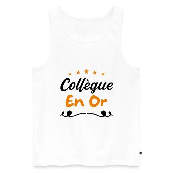 Collegue en or - Débardeur bio Premium Homme - blanc - Devant - Michal (187cm)