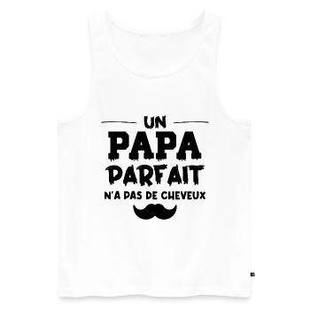 papa parfait sans cheveux - Débardeur bio Premium Homme - blanc - Devant - Michal (187cm)