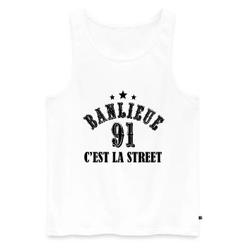 banlieue 91 c'est la street - Débardeur bio Premium Homme - blanc - Devant - Michal (187cm)