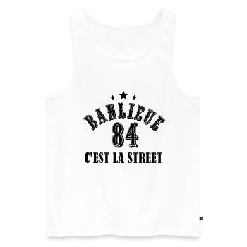 banlieue 84 c'est la street - Débardeur bio Premium Homme - blanc - Devant - Michal (187cm)