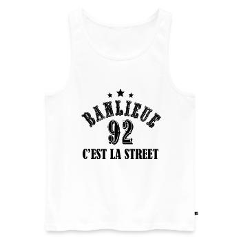 banlieue 92 c'est la street - Débardeur bio Premium Homme - blanc - Devant - AI Model Male 178 light (178cm)