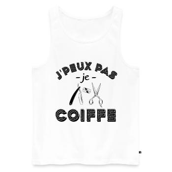je peux pas je coiffe - Débardeur bio Premium Homme - blanc - Devant - Michal (187cm)
