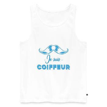 JE SUIS COIFFEUR - Débardeur bio Premium Homme - blanc - Devant - AI Model Male 178 light (178cm)