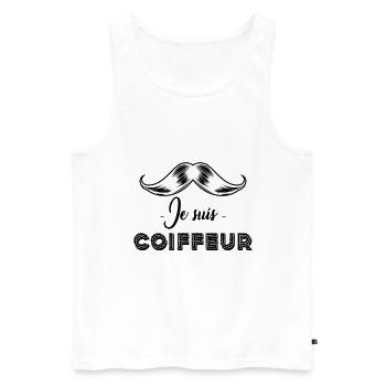 JE SUIS COIFFEUR - Débardeur bio Premium Homme - blanc - Devant - AI Model Male 178 light (178cm)